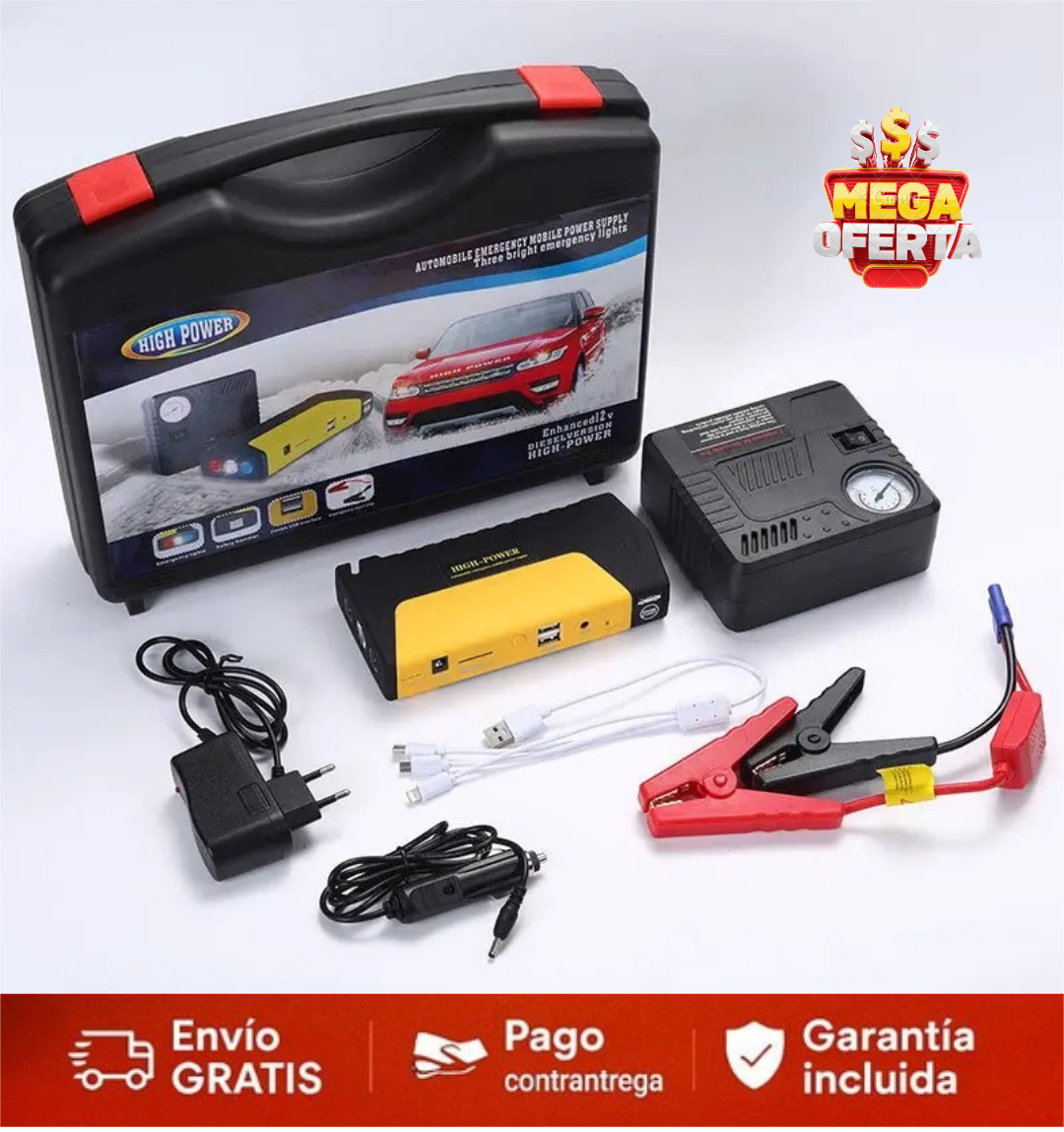 Kit iniciador de batería y compresor para carro o moto⚡